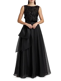 Embellished Organza Bow Ballgown
