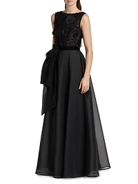 Embellished Organza Bow Ballgown