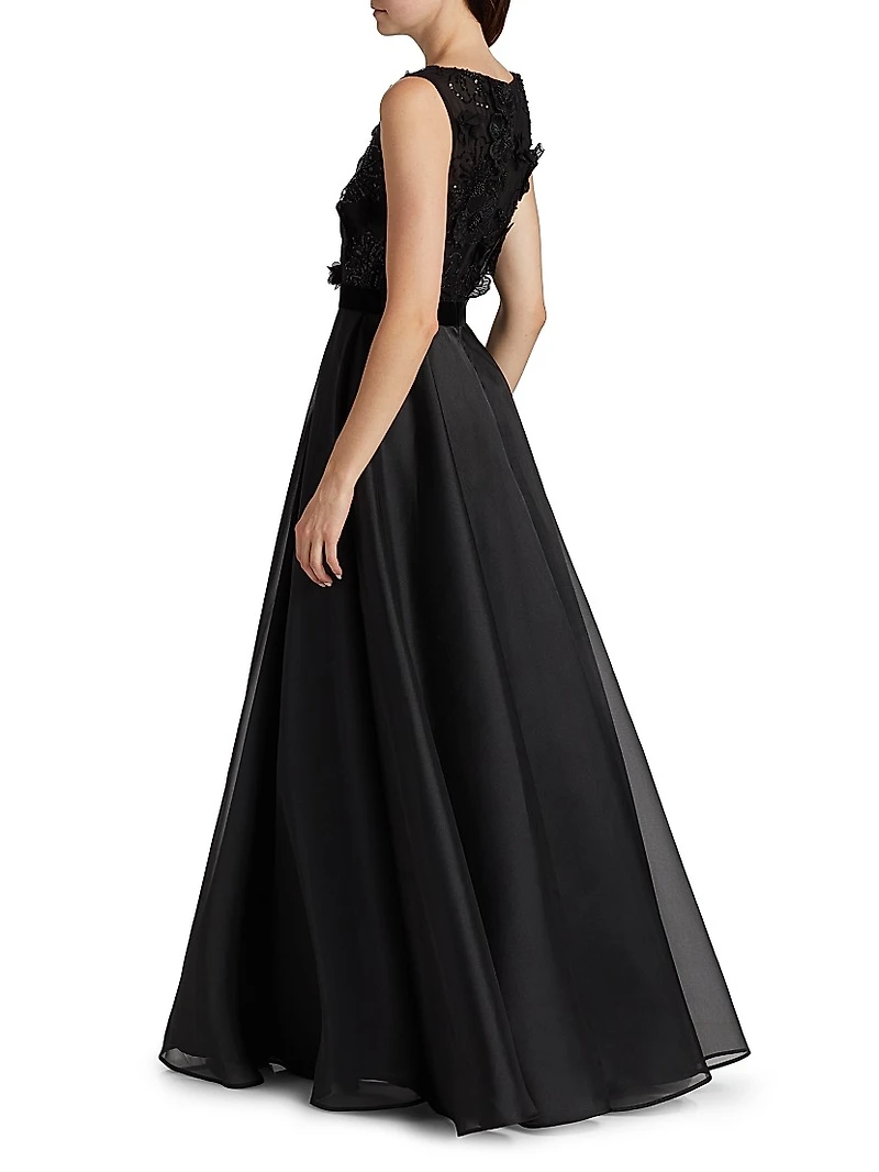 Embellished Organza Bow Ballgown