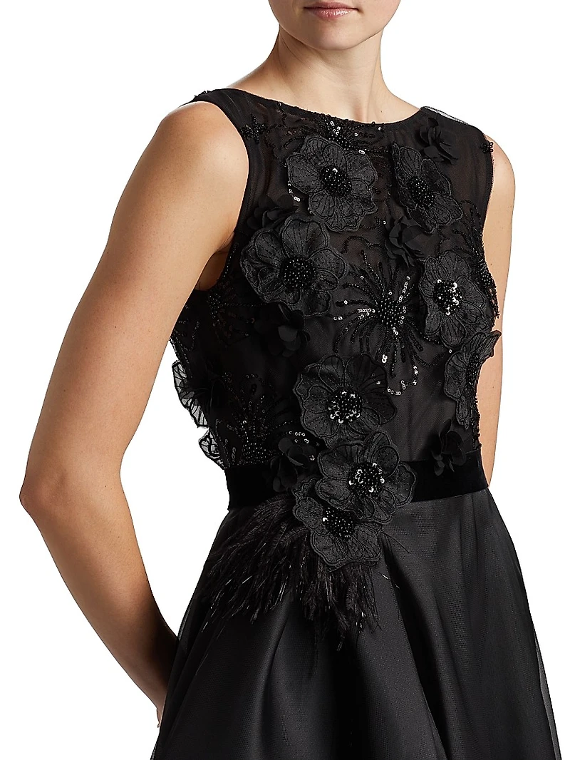 Embellished Organza Bow Ballgown