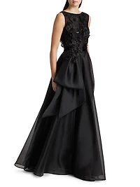 Embellished Organza Bow Ballgown