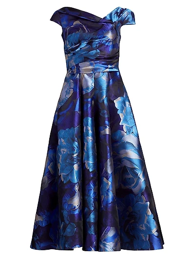 Floral Print Asymmetrical Midi-Dress