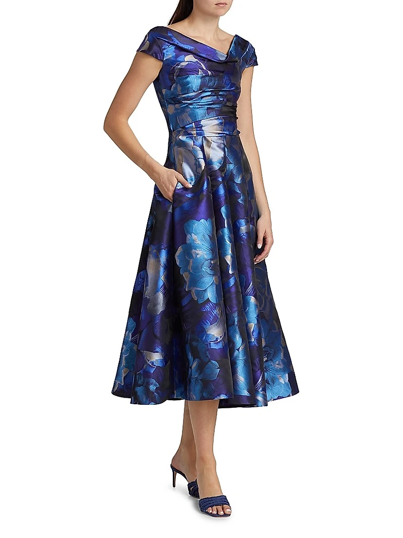 Floral Print Asymmetrical Midi-Dress