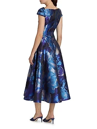 Floral Print Asymmetrical Midi-Dress