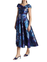 Floral Print Asymmetrical Midi-Dress
