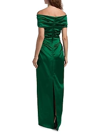 Satin Off-The-Shoulder Column Gown