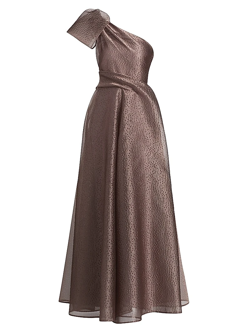 One-Shoulder Jacquard Gown