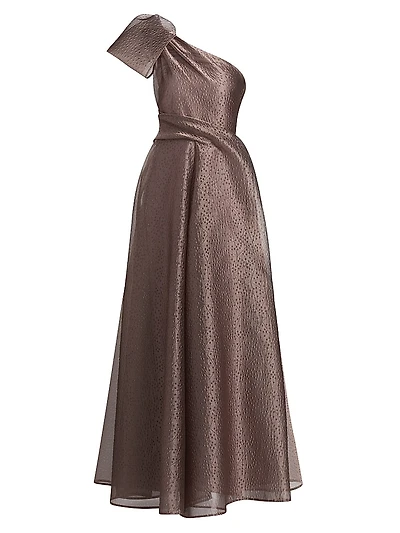 One-Shoulder Jacquard Gown