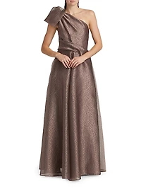 One-Shoulder Jacquard Gown