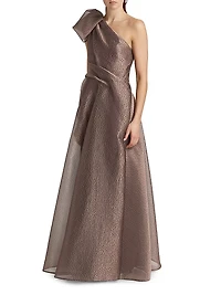 One-Shoulder Jacquard Gown