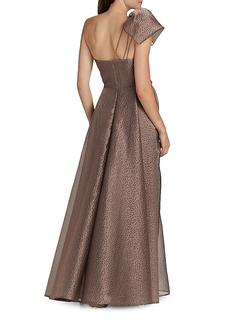 One-Shoulder Jacquard Gown