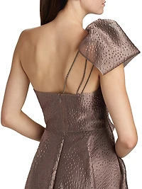 One-Shoulder Jacquard Gown