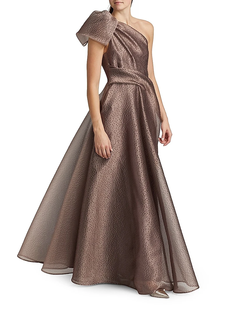 One-Shoulder Jacquard Gown