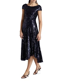 Sequin Fit-And-Flare Midi-Dress