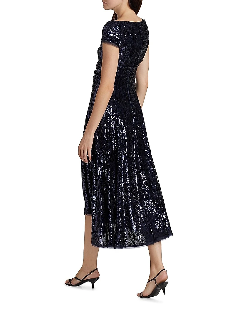 Sequin Fit-And-Flare Midi-Dress