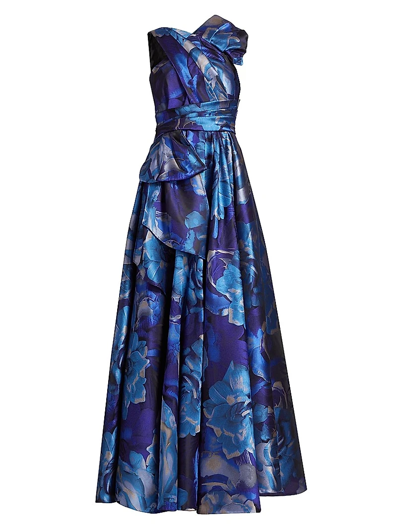 Floral Jacquard Sleeveless Gown