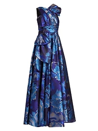 Floral Jacquard Sleeveless Gown