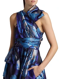 Floral Jacquard Sleeveless Gown