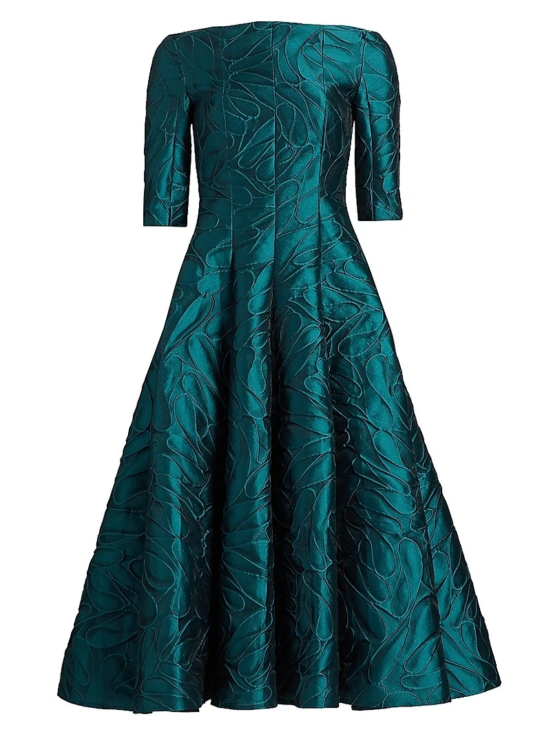 Jacquard Fit-And-Flare Midi-Dress