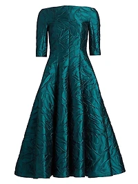Jacquard Fit-And-Flare Midi-Dress