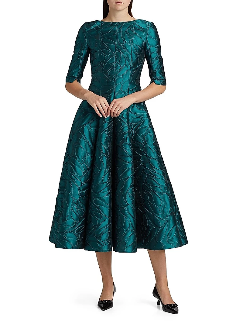 Jacquard Fit-And-Flare Midi-Dress