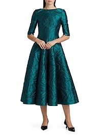 Jacquard Fit-And-Flare Midi-Dress