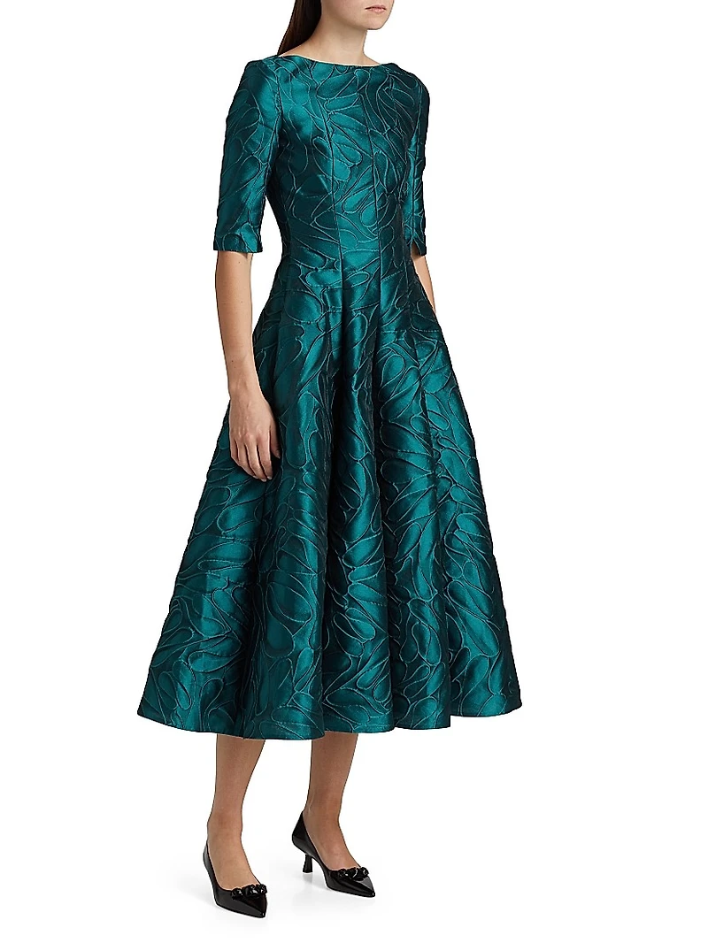 Jacquard Fit-And-Flare Midi-Dress
