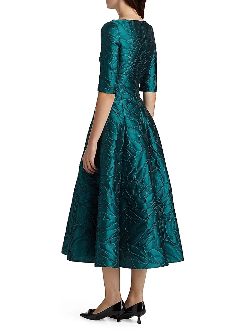 Jacquard Fit-And-Flare Midi-Dress