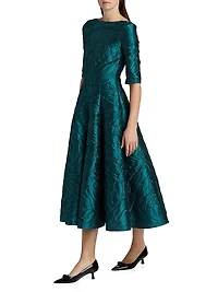 Jacquard Fit-And-Flare Midi-Dress