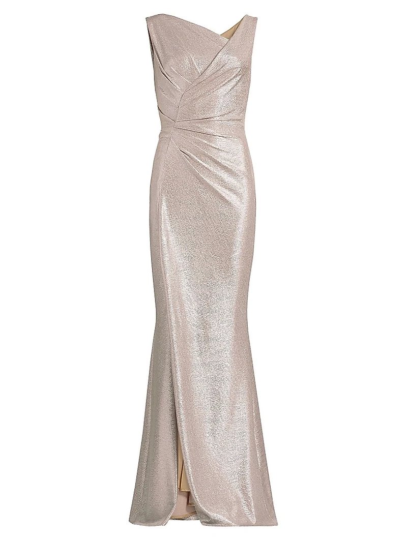 Asymmetrical Metallic Gown