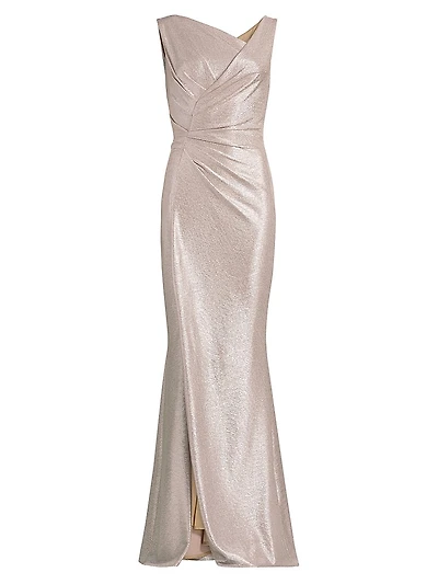 Asymmetrical Metallic Gown