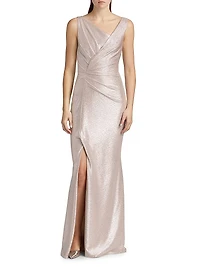 Asymmetrical Metallic Gown
