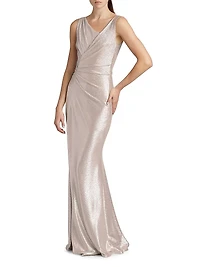 Asymmetrical Metallic Gown
