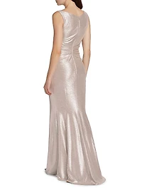 Asymmetrical Metallic Gown