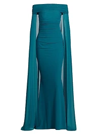 Off-The-Shoulder Capelet Gown