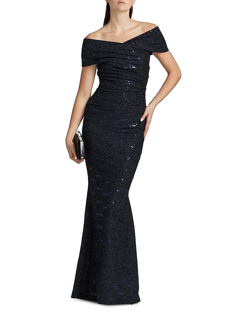 Off-The-Shoulder Jersey Gown