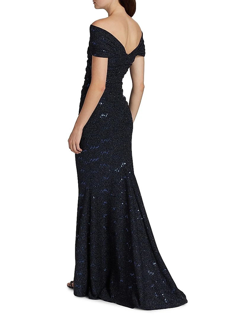 Off-The-Shoulder Jersey Gown