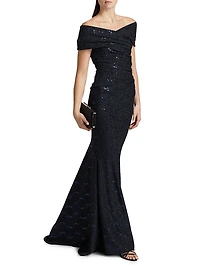 Off-The-Shoulder Jersey Gown