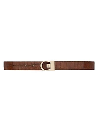 Reversible Belt Crocodile-Embossed Leather