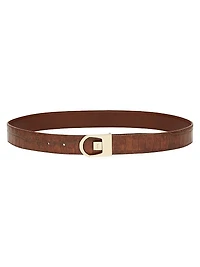 Reversible Belt Crocodile-Embossed Leather