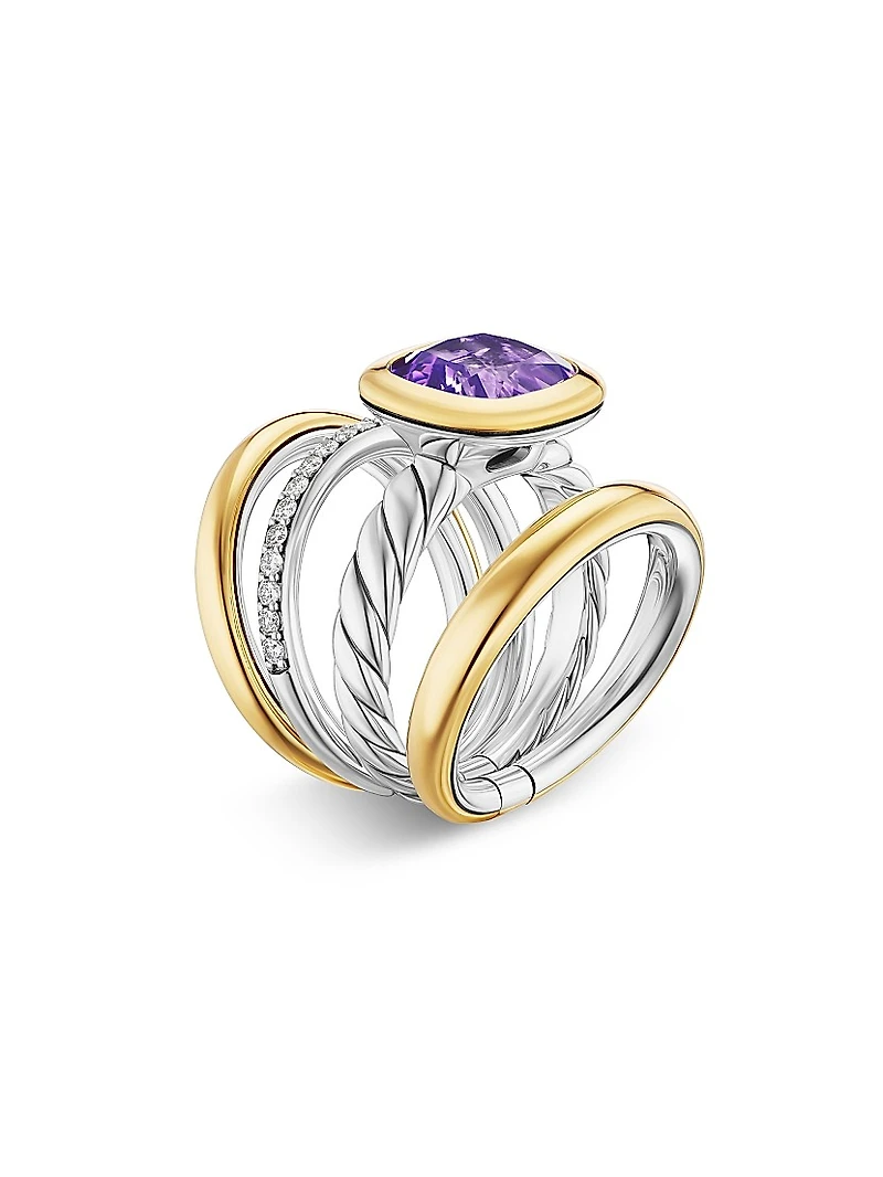 DY Mercer Four Row Stone Ring Sterling Silver