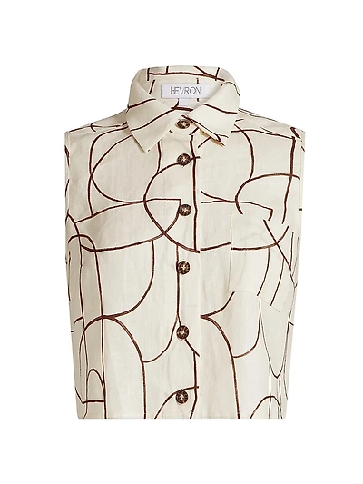 Katja Geo Print Button-Front Top