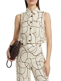 Katja Geo Print Button-Front Top