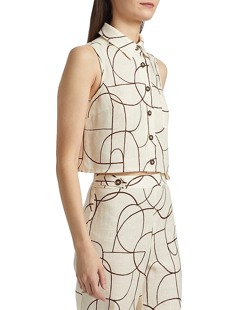 Katja Geo Print Button-Front Top