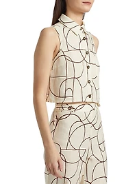 Katja Geo Print Button-Front Top