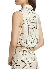 Katja Geo Print Button-Front Top