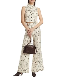 Katja Geo Print Button-Front Top