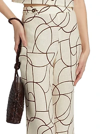 Annika Printed Linen Flared Pants