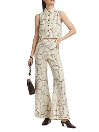 Annika Printed Linen Flared Pants