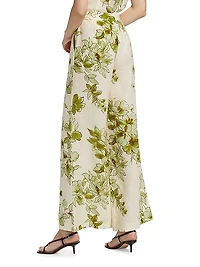 Capri Floral Linen Wide-Leg Pants